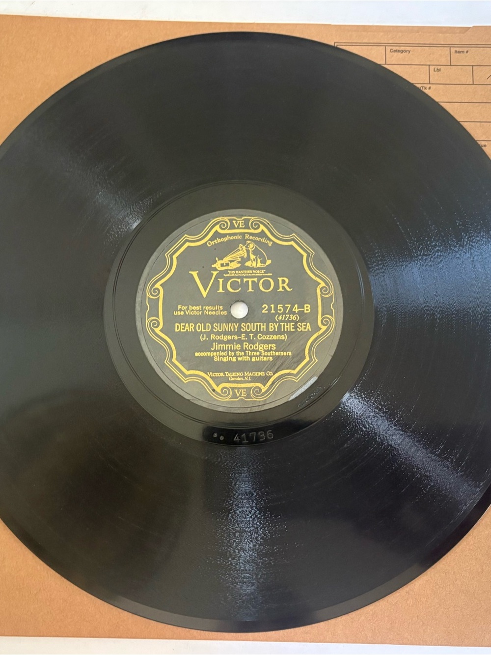 Jimmie Rodgers My Little Old Home Down In New Orleans 78 RPM Country 1928 V+